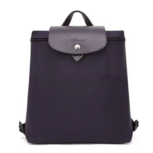 Longchamp Le Pliage Green Backpack with Logo Snap and Adjustable Strap in Recycled Nylon for Women in Purple