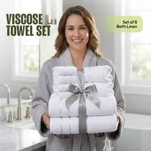 8-Piece Luxury Towel Set  2 Bath, 2 Hand & 4 Washcloths | Soft & Absorbent 600 GSM Cotton Towels