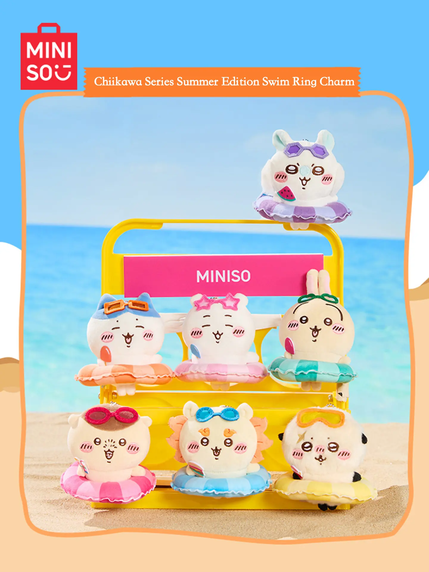 MINISO x Chiikawa Summer Swim Ring Plush Charm - Cute Usagi Bag Pendant, Soft Stuffed Keychain, Adorable Backpack Ornament, Perfect Gift for Girls & Fans, Exquisite Lightweight Decor for Daily Use,Perfect Gift for Mom,#Summervibes