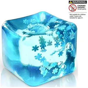2 Counts Slow-Rise Stress Balls, Square Ice Cube Design with Snowflakes Inside, Sensory Fidget Toys for Anxiety Relief in Adults and Kids, Calming Kawaii Squishies for Classroom Prizes & Office Desks, Relaxation Gift
