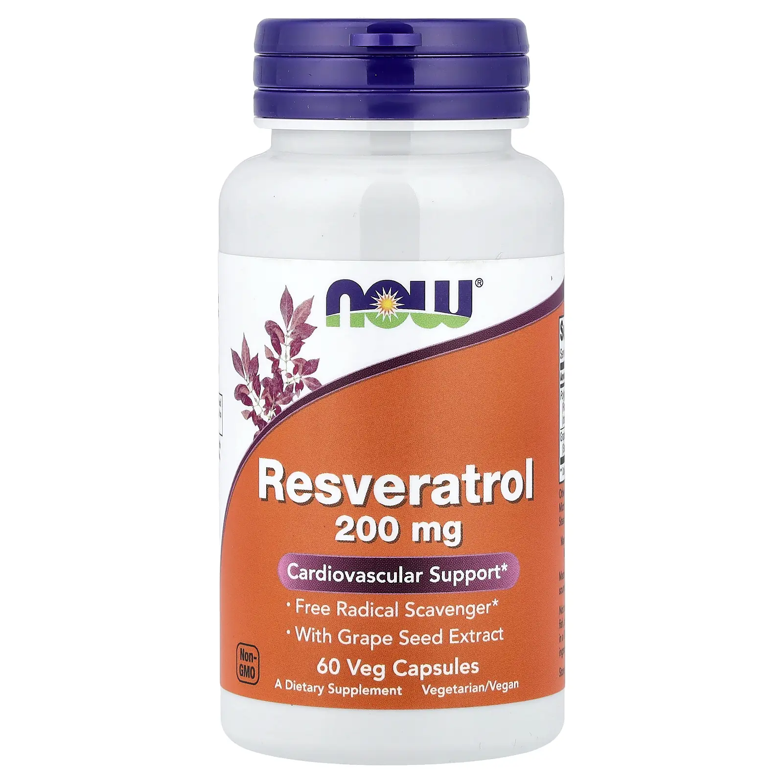 NOW Foods Resveratrol, 200 mg, 60 Veg Capsules