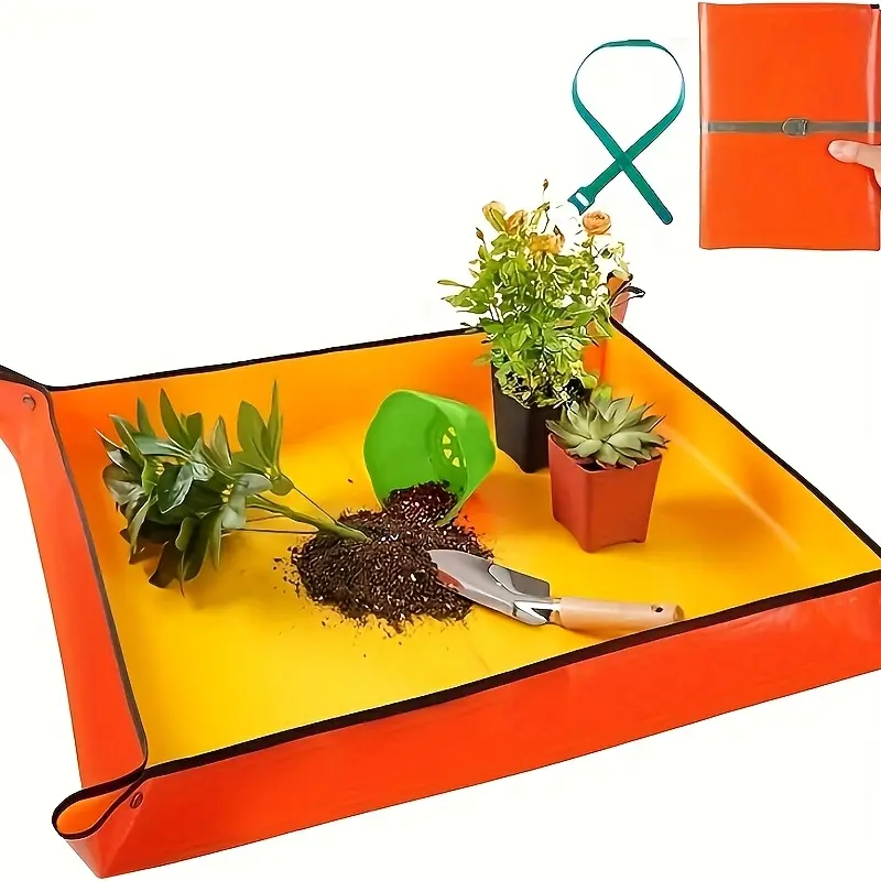 Rectangular Succulent Care Mat - 39.37in x 39.37in Terra Cotta Single-Layer Solid Waterproof Gardening Pad with StainGuard Tech, Foldable All-Season Work Station, Thick Anti-Slip Backing for Indoor/Outdoor Potted Plants