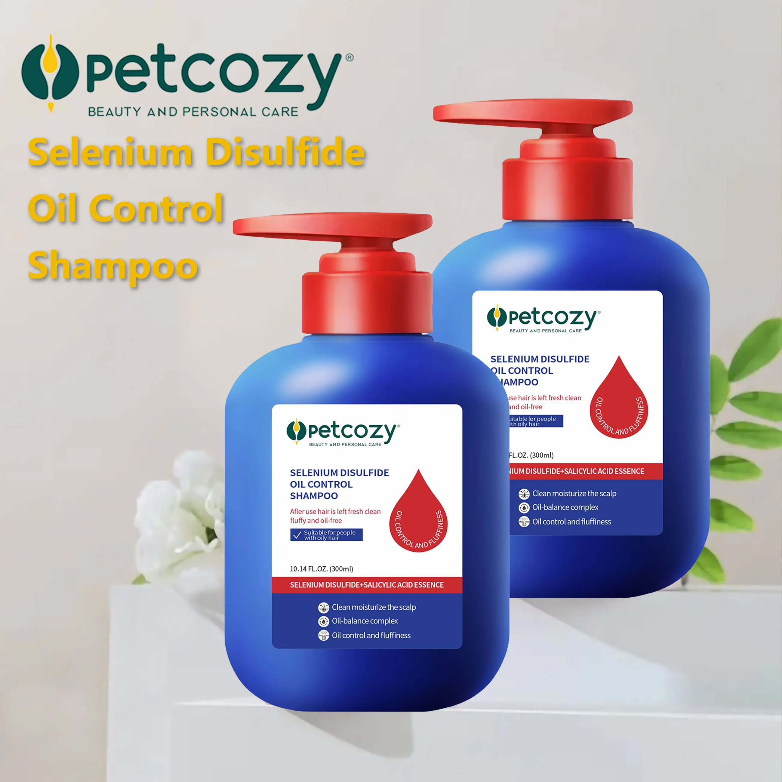 2-Pack Selenium Disulfide Haircare Shampoo (300ML Liquid) - Oily Hair Control, Refreshing, Anti-Dandruff, Anti-Itch, Gentle Scalp Care Cleanser for All Hair Types - Comfortable Formula, Ideal Under-20 Gift