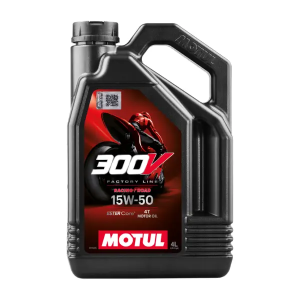 Motul 300V Factory Line Road Racing 15W50 4T Synthetic Racing Motor Oil with ESTER Core Technology for Maximum Power and Protection 4L