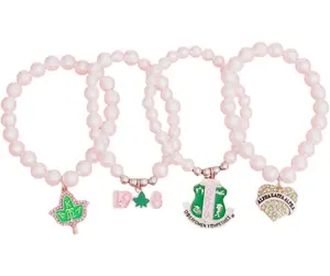 AKA Inspired Sorority Charm Pearl Bracelets