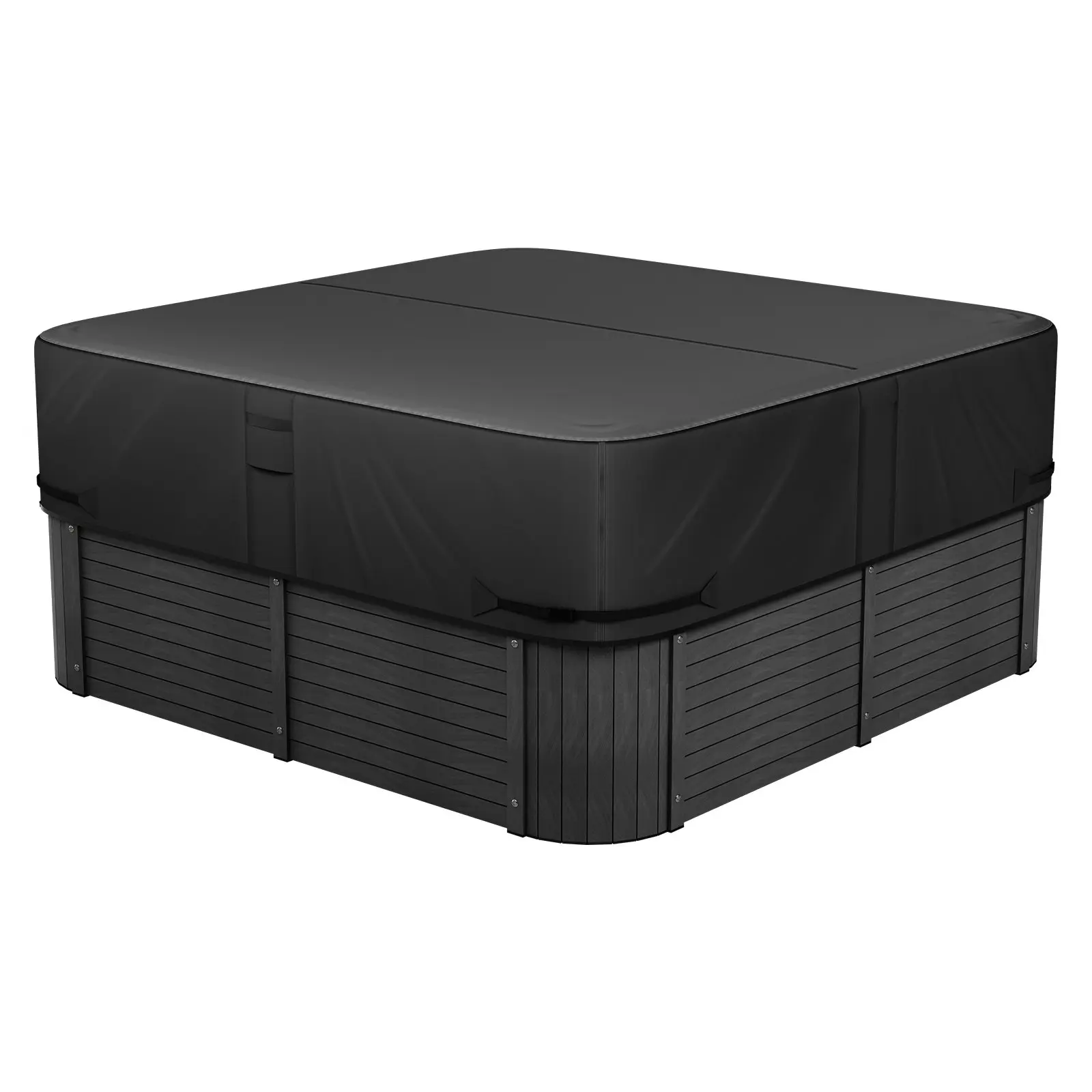 VEVOR Outdoor Hot Tub Cover, 93 x 93 x 20 Inch Weatherproof and Waterproof Hot Tub Cover Protector, 600D Heavy Duty Oxford Fabric and 950N Tearing Strength, Square Spa Covers for Hottub, Black