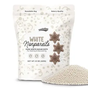 Snackathon Sprinkles for Baking & Decorating, White Nonpareils, Resealable Bag, White Sugar Dot Sprinkles for Cakes, Ice Cream, Cupcakes, Cake Pops & Dessert Toppings