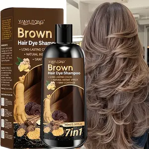 100ml 7-in-1 Herbal Brown Hair Dyeing Shampoo, gentle and non irritating for coloring, covers white hair, covering grey hair, adds luster, contains ginger oil, biotin, rosemary oil, castor oil, etc., suitable for both men and women, Hair Products