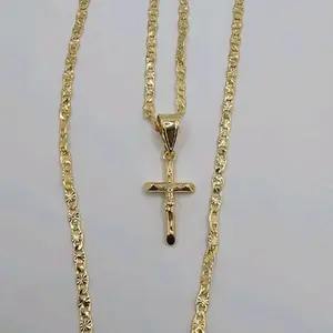 Christ on the cross SMALL cross necklace fashion style gold-plated 18"inches
