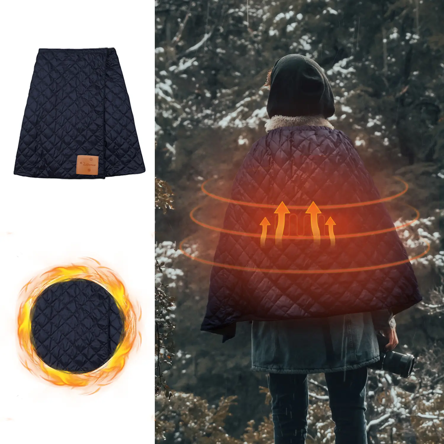 Wearable USB Heated Blanket Skirt, 4-Layer Windproof Warm Wrap  Portable USB Electric Heating Blanket | Detachable Heating Chip, Elastic Waist Design for Daily Travel & Office Use