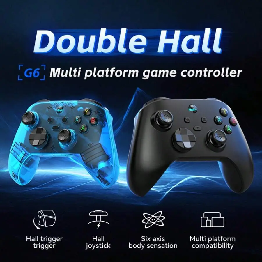 Wireless Gaming Gamepad With Hall Joystick, Hall Trigger, Customizable Buttons, Vibration And Turbo-Style Function For Mobile Gaming