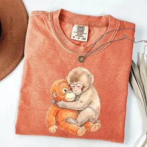 Monkey Punch Comfort Colors Shirt, Monkey Punch Graphic Tee, Baby Monkey Plush Top, Mothers Day Tee, Animal Lover Mother Gift Cute Cozy Mom – TREND WEAR USA