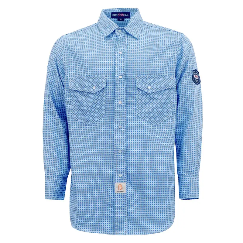 6.5OZ Printed Plaid FR Shirts With Pearl Snap-0916