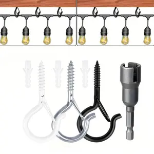 26/46pcs String Light Hooks with Safety Clips, Outdoor Wind-Resistant Lantern Hangers, Decorative Hooks for Garden Lights, Christmas Decor, Festival Parties
