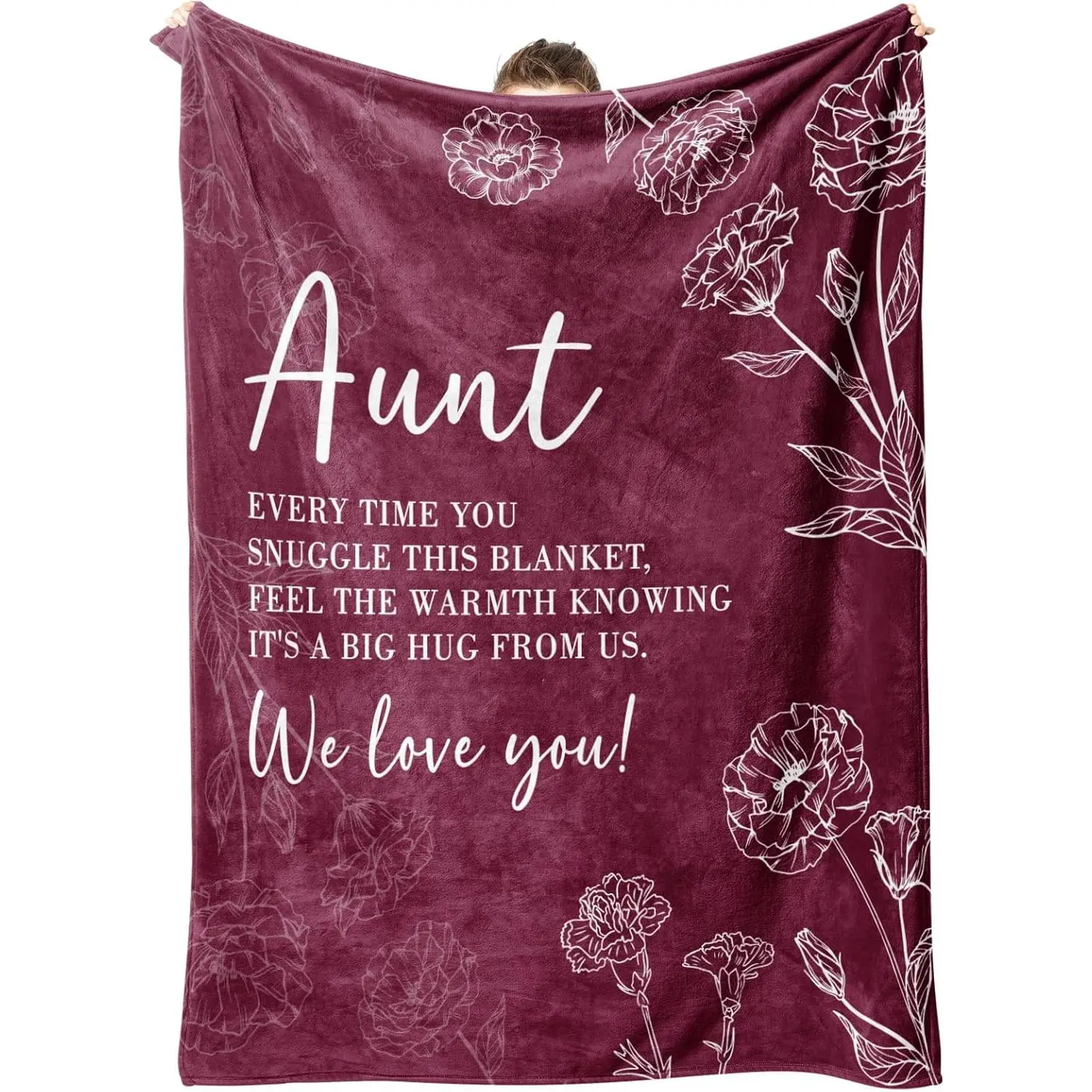 Aunt Gifts for Mothers Day, Aunt Birthday Gifts, Auntie Gift Ideas, Gifts for Aunts from Niece Nephew, to My Aunts Throw Blanket 50" x 60", Burgundy