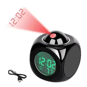 Alarm Clock - Projection Alarm Clock With Charging Cable, Battery Operated Smart Alarm Clocks for Bedrooms with LED Display, Digital Alarm Clocks for Bedrooms with Temperature Display