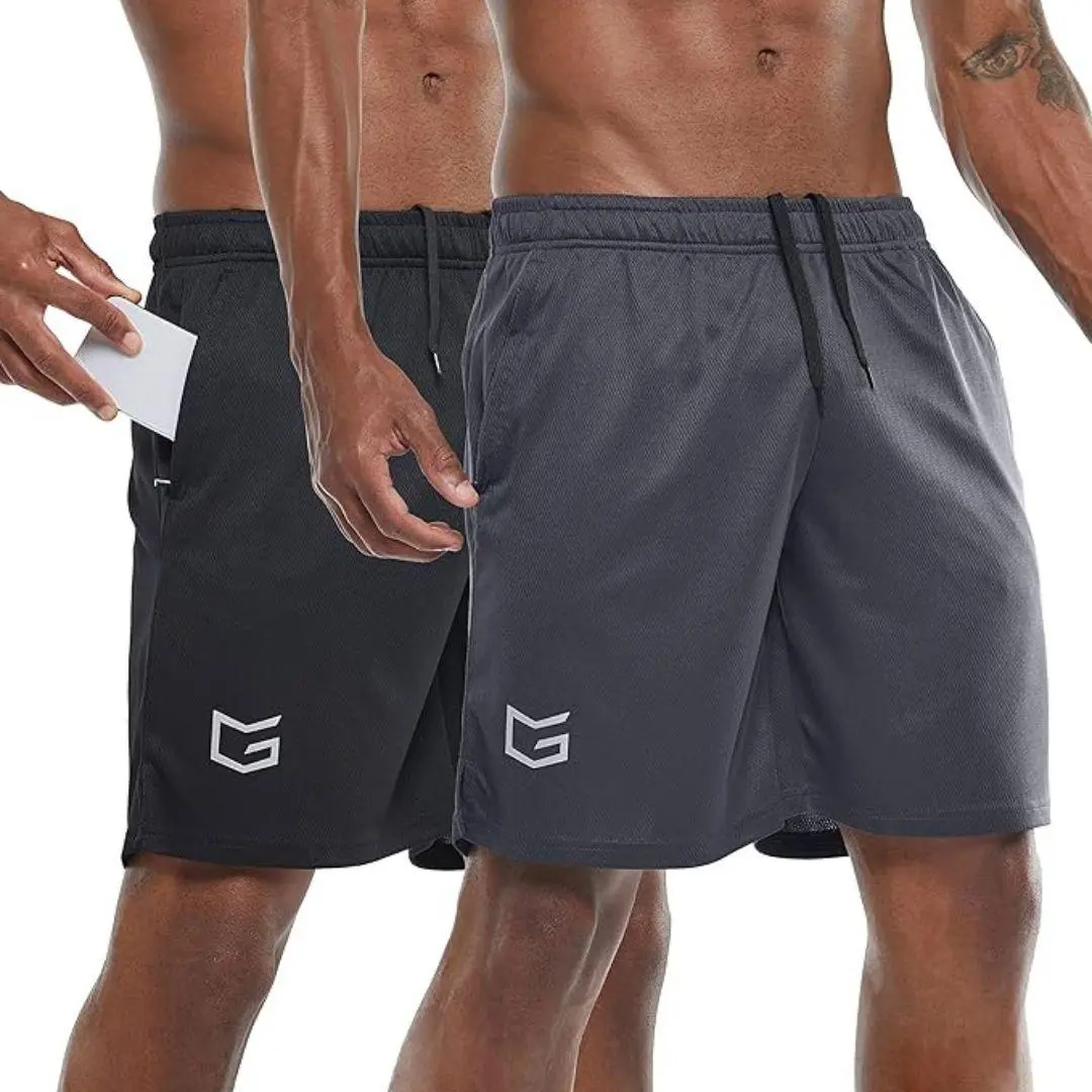G Gradual Men's 2-Pack 7" Sporty Sports Shorts, Quick-Dry Lightweight Gym Running Workout Athletic Shorts with Zip Pockets summervibes