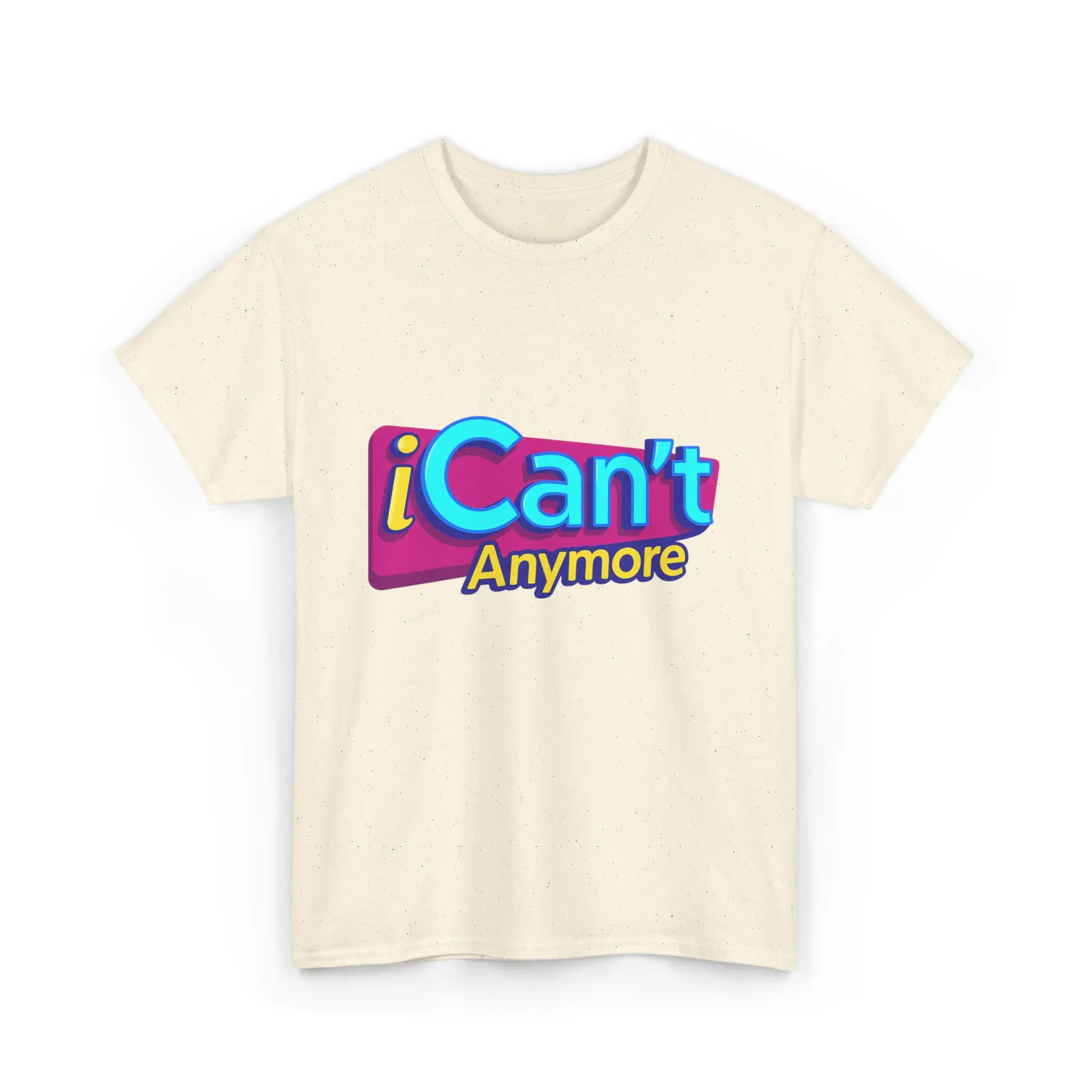Men's Comfy Ribbed "I Can't Anymore" T-Shirt - iCarly Inspired, BurnOut Fabric, Gen Z Relatable Meme, Mental Health Humor, 2000s Y2K Retro Vibe Menswear Apparel