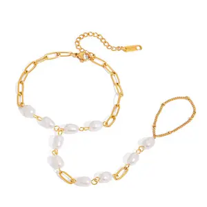 Pearl Hand Chain Bracelete