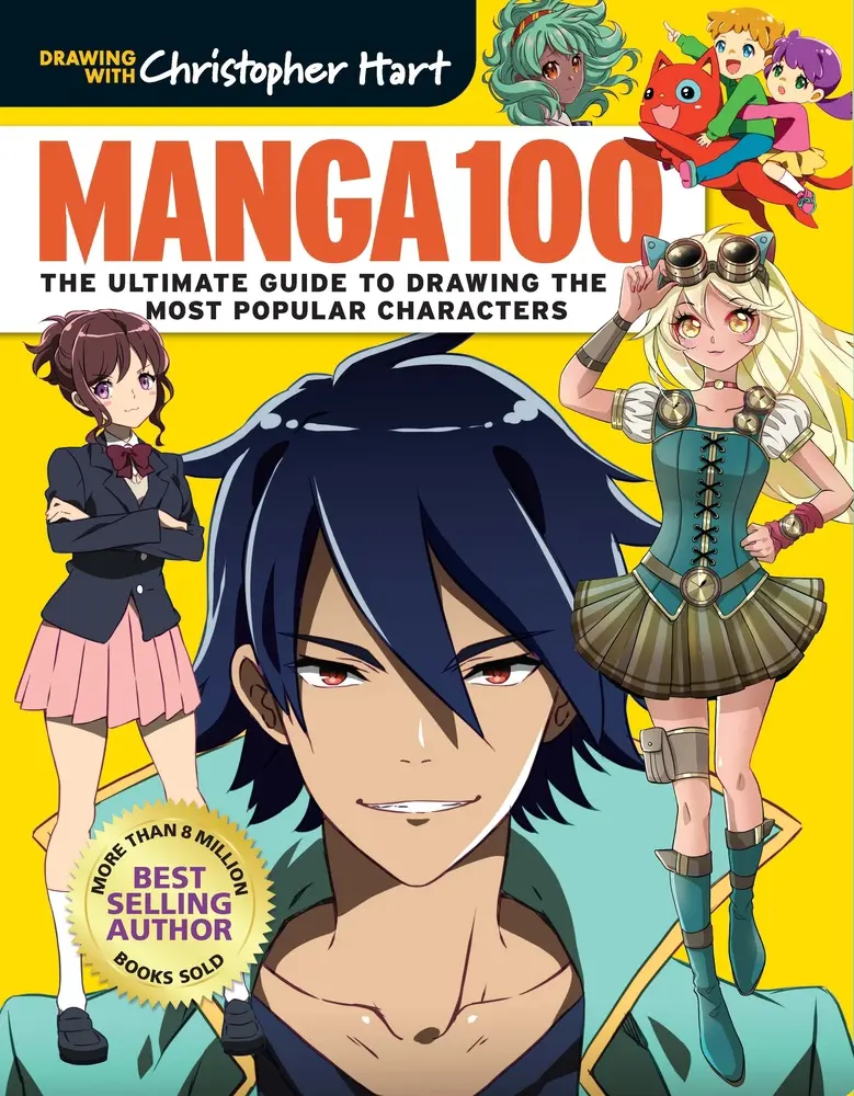 Used Manga 100: The Ultimate Guide to Drawing Popular Characters - Paperback Book by Christopher Hart, English - Tutorial for Artists Learning Important Basics of Drawing Manga, Best Selling Author Pick