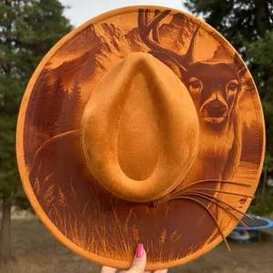 White Tail Deer Engraved Fedora Hat