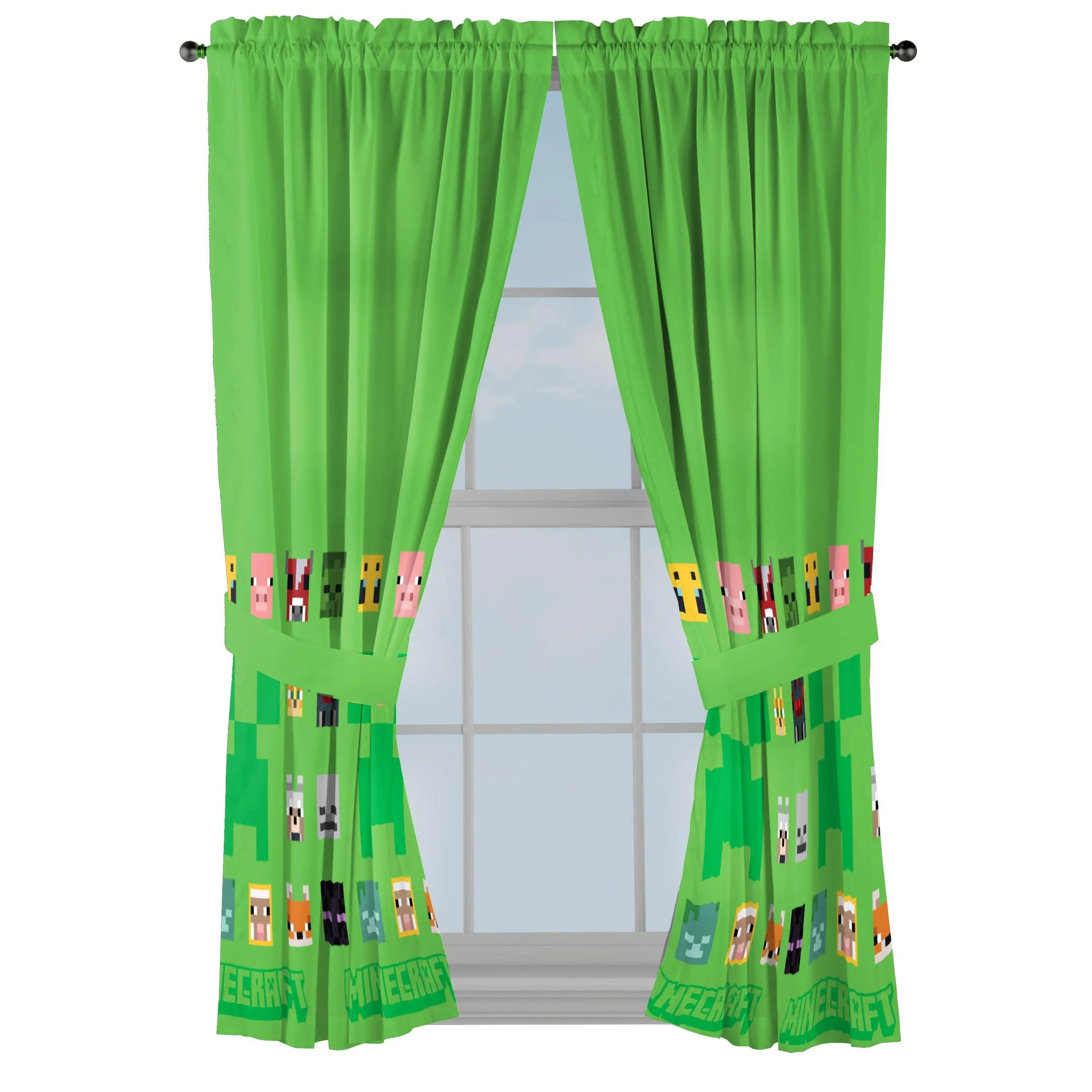 Sunny Side Up Minecraft Curtains for Kids Bedroom 4-Piece Drape Set