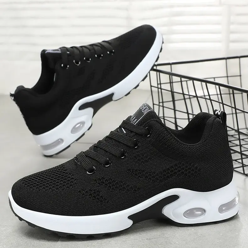 Women's Breathable Knit Cushioned Running Sports Shoes - Lightweight, Shock-Absorbing, Non-Slip Athletic Trainers for Light Outdoor Activities, Flexible Casual Trainer Runner Shoes