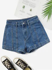 Women's Denim Shorts, Cuffed Denim Shorts, Casual Button Fly Shorts for Summer, Fashion Basic Women's Bottoms for Daily Wear, Womenswear, Lady Chic Casual Shorts, Loose Fit Shorts, Casual Comfy Shorts, Casual Relaxed Shorts