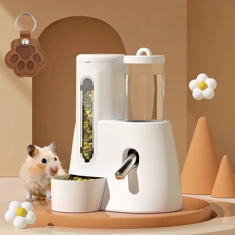 Automatic Hamster Feeder & Waterer Combo Set, Feeding, Anti-Tip Design, Includes Pet Hair Storage, Random Color, Ideal for Small Pets, Hamster Food Bowl, Automatic Gravity Feeder