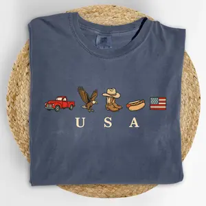 ChicCotton USA Icons Comfort Colors Shirt, American Flag T-shirt, 4th Of July Graphic Tee, Country Clothing, Western Outfits, Independence Day Shirt