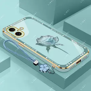 Suitable for [iPhone 16]phone case，affordable price,free beautiful four-leaf clover lanyard，exquisite and simple,High-end styles，drop-proof and fingerprint-resistant 995