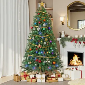 Prelit Artificial Christmas Tree, Realistic Spruce Design, Premium Multicolor LED Lights
