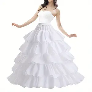 [White Wedding Petticoat] 4 Hoops 5 Layers Ruffles Elegant White Wedding Petticoat - Perfect for Bridal Gowns, Party Dresses & Christmas Celebrations