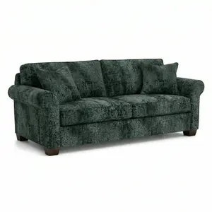 Irlanda Customizable Velvet Antique Charcoal Modern Sofa - Made in USA, Square Arms, Hardwood Frame, Medium-Firm Cushions for Modern Living Rooms, Modern Sofas