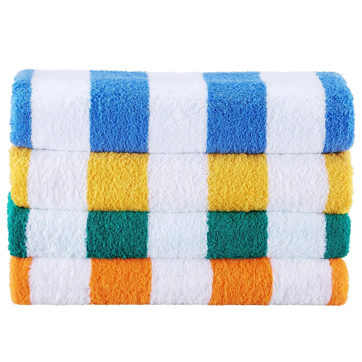 VEVOR 4-Pack 60x30 in Oversized Striped 100% Cotton Assorted Beach Towels - Quick-Dry, Water-Absorbent, Soft, Durable, Lightweight, Decorative, Tear-Resistant - Hand Wash, Tumble Dry for Vacation, Swimming Beaches#BacktoSchool