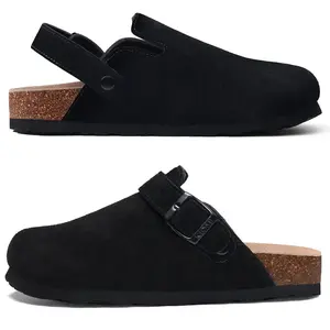 Litfun Fashion Womens Clogs Arch Support Leather Footbed Cork