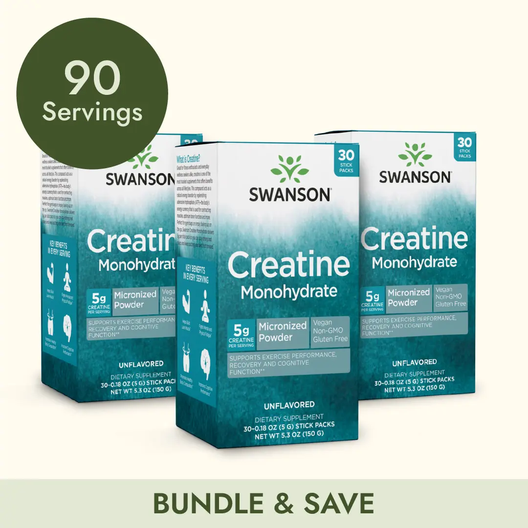 Creatine Monohydrate Stick Packs - 90 Unflavored Sticks