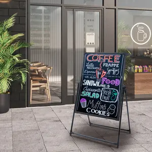 LED Message Writing Board Remote 4 Flash Modes Illuminated Menu Display Hanging & Standing Includes Highlighters & Power Cord for Restaurants Bars