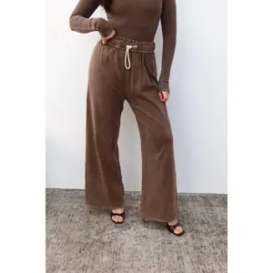 Levie Wide Leg Lounge Pant - Dark Nude