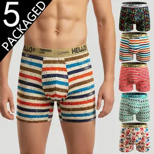 Men's Extended Length Underwear 5-Pack Breathable Soft Boxer Briefs S-3XL All-Day Comfortable Fit Fabric for Daily Wear Striped underwear men's boxers boxers