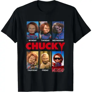 Men's Short Sleeve Vintage Basic Top Chucky Days of The Week Moods T-Shirt