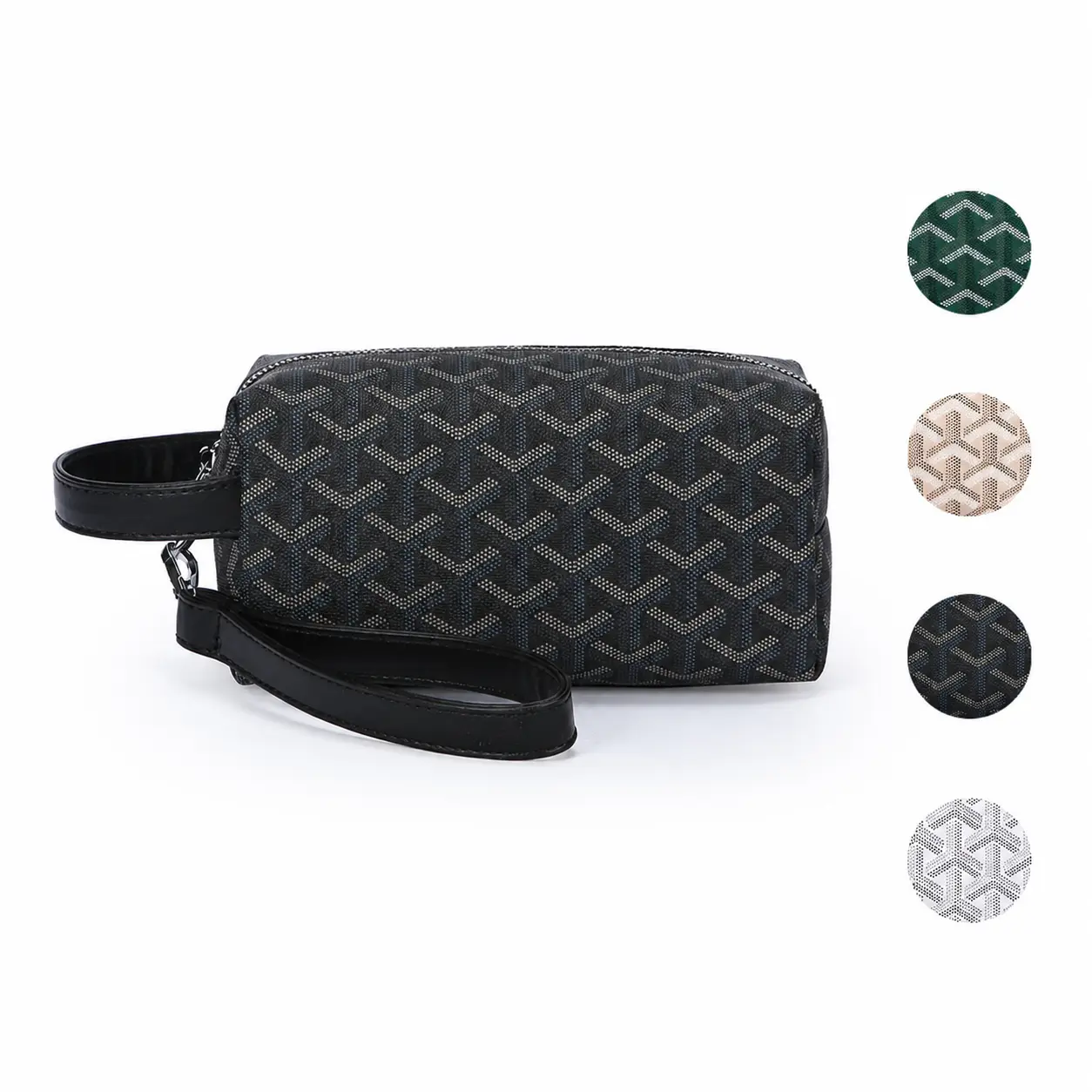 Waterproof PU Leather Makeup Bag - Unisex Compact Handheld Storage Organizer with Side Handle, Large Capacity for Travel & Gym Use, Fits Makeup Products & Gym Accessories, Water‑Resist