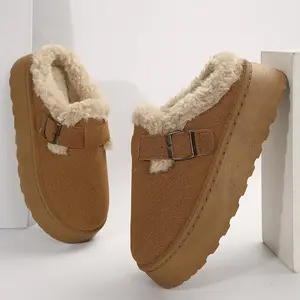 Women's Platform Snow Boots Buckle Warm Fuzzy Mini Ankle Booties Slip on Comfy Lined Winter Shoes Fashion for Indoor Outdoor Springfresh