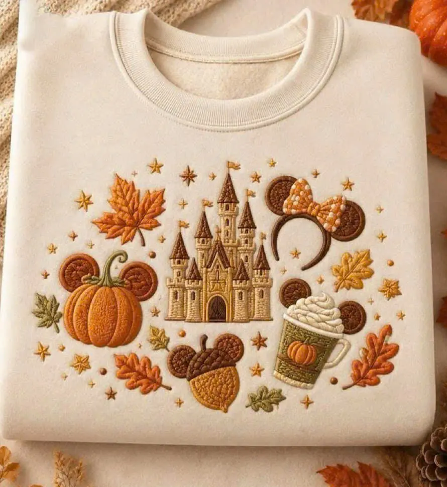 Embroidered Magic Mouse Kingdom Autumn Sweatshirt, Magical Theme Park Fall Clothing