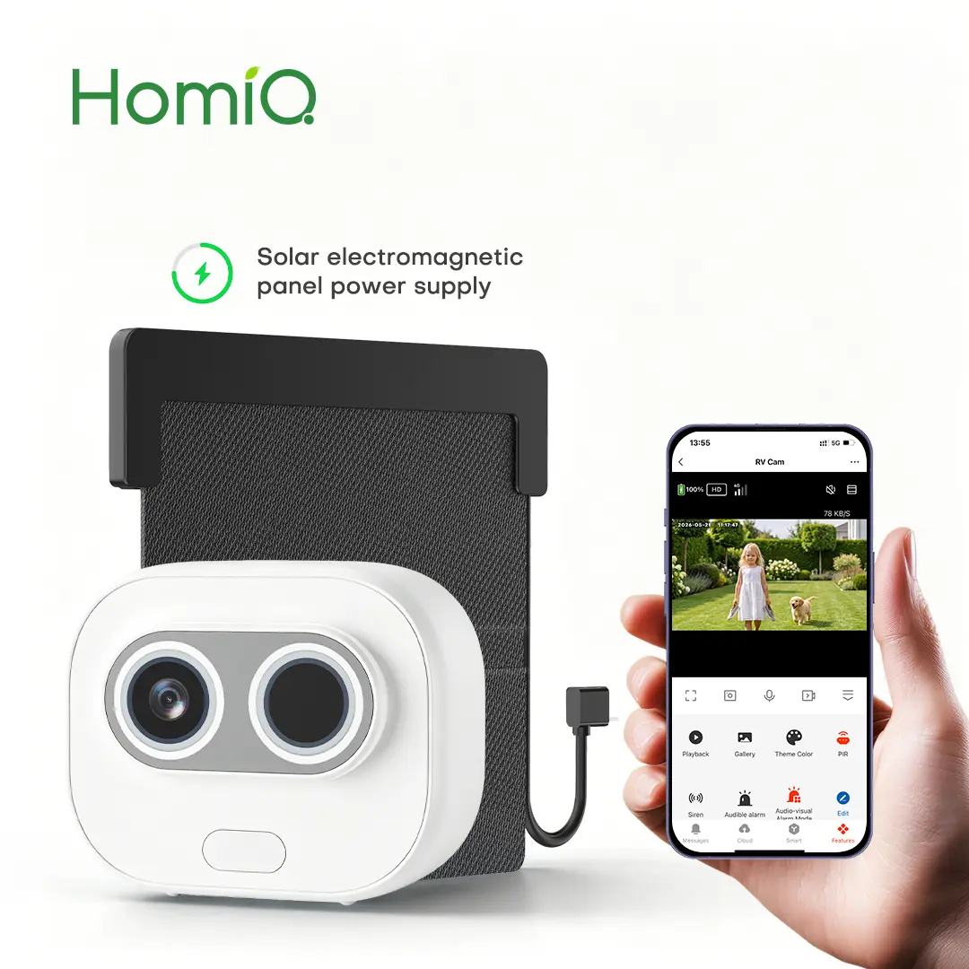 HomiQ AI Magnetic Mount Home Security Camera - 4MP Solar-Powered Cordless, Window & Wall Mount, 4G Cellular & Wi-Fi Support, ColorVue AI Full-Color Night Vision, 24G Radar Detection, 24/7 Recording, Easy Installation, Cloud/SD Storage Compatibility