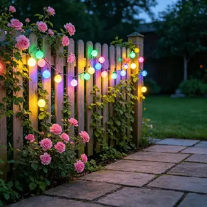 1pack LED Outdoor Waterproof Colorful Ball String Lights, Solar Powered, Fairy Lanterns, Decorative for Garden, Bedroom, Wedding, Holidays