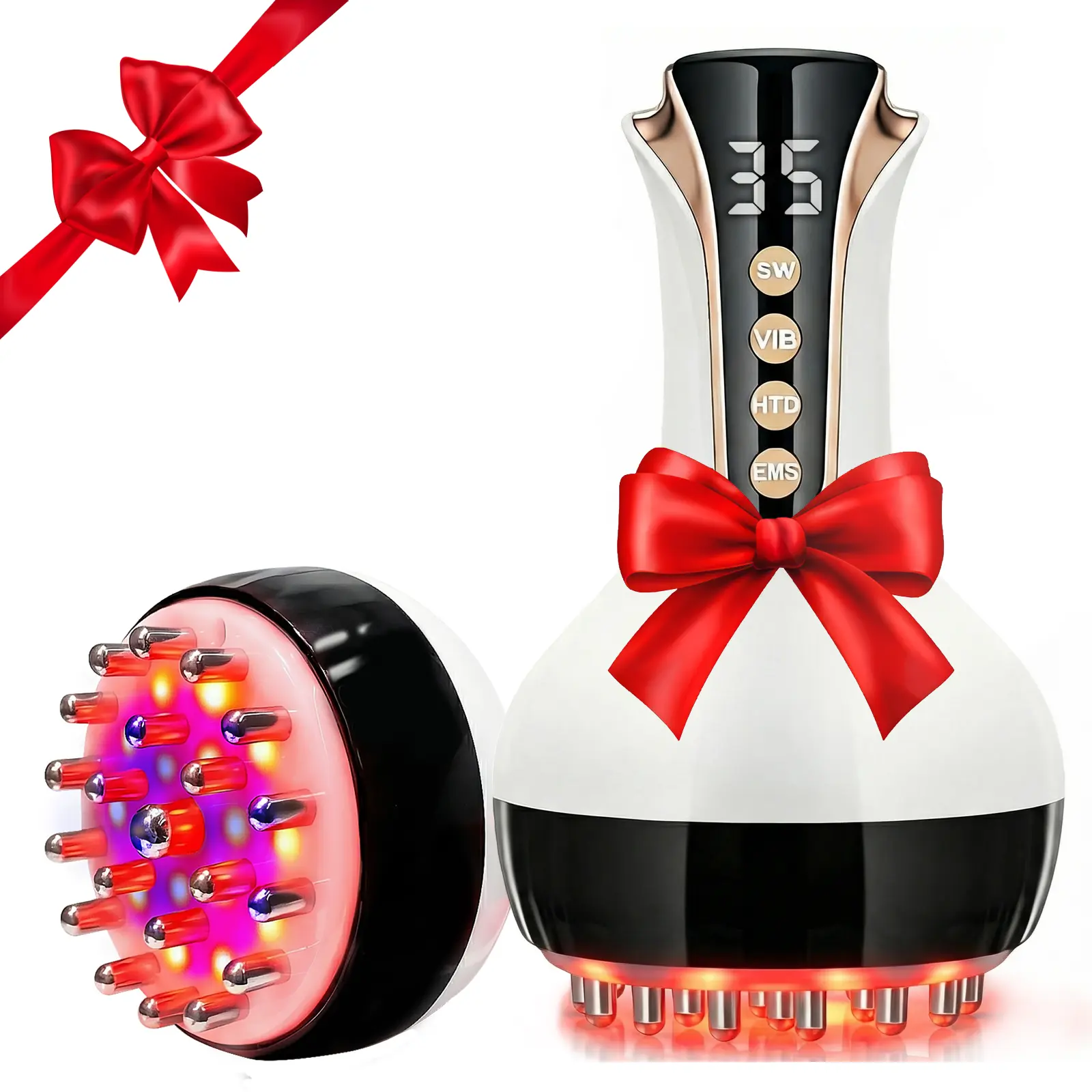 35-Speed 4-in-1 Handheld Body Massager for Legs & Belly - Lymphatic Drainage & Anti swelling Tool with Heat, Vibration - Electric Machine Reduces Stretch Marks Body Beauty Roller Massagemachine Daily Relaxing Body Care