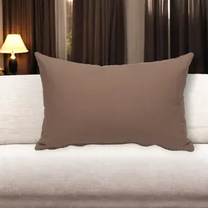 HomeRoots Brown Cotton Throw Pillow - 12x18 in. Lumbar & Soft Cushion for Bedroom Bedding, Bed Accessories, Lumbar Cushion