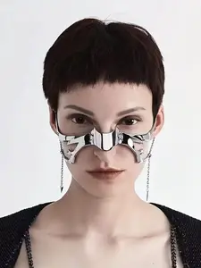 Punk Style Metal Face Mask, Cyberpunk Mask, Fashionable Chain Decor Face Covering Mask for Party, Trendy All-match & Exquisite Face Covering Mask for Birthday Gift, Party Supplies