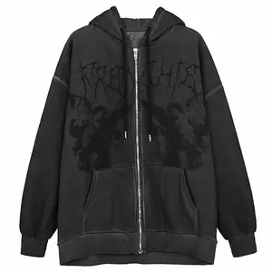 Women’s Y2K zip-up hoodie vintage graphic aesthetic sweatshirt pullover long sleeve e-girl 90s streetwear jacket